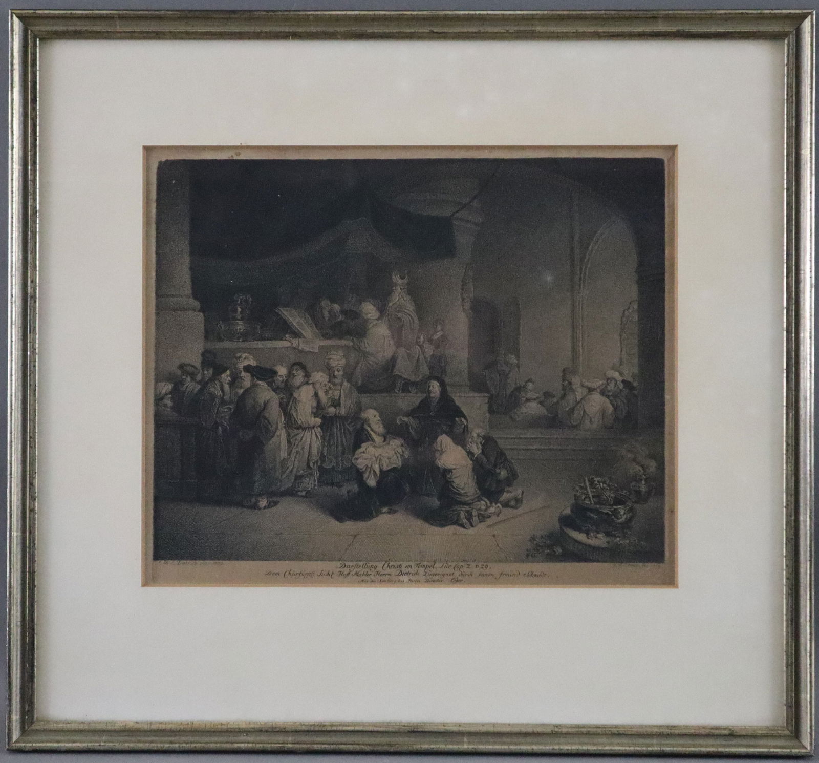 Schmidt, Georg Friedrich (1712 Berlin - 1775 ebenda) - "Darstellung Christi im Tempel", Radierung: Schmidt, Georg Friedrich (1712 Berlin - 1775 ebenda) - "Darstellung Christi im Tempel", Radierung nach Christian Wilhelm Ernst Dietrich (1712-1774), in der Platte signiert „G. F. Schmidt fec. 17