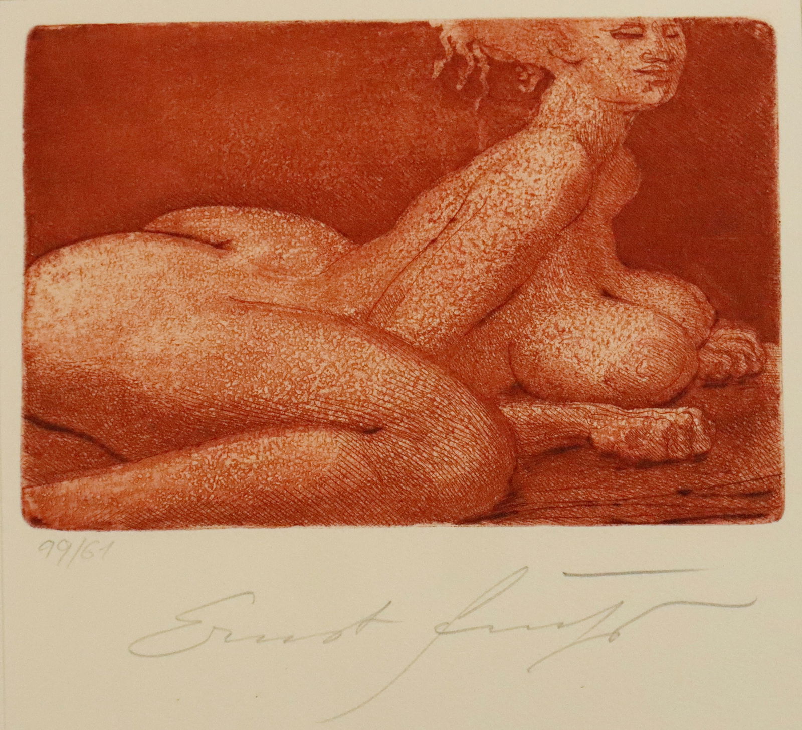 Fuchs, Prof. Ernst (1930-Wien-2015) - "Kleine Sphinx", Radierung auf Papier, unten in Blei: Fuchs, Prof. Ernst (1930-Wien-2015) - "Kleine Sphinx", Radierung auf Papier, unten in Blei handsigniert "Ernst Fuchs", unten links num. "99/61", Plattenmaße ca. 10,7 x 16 cm, Blattmaße: 17,5