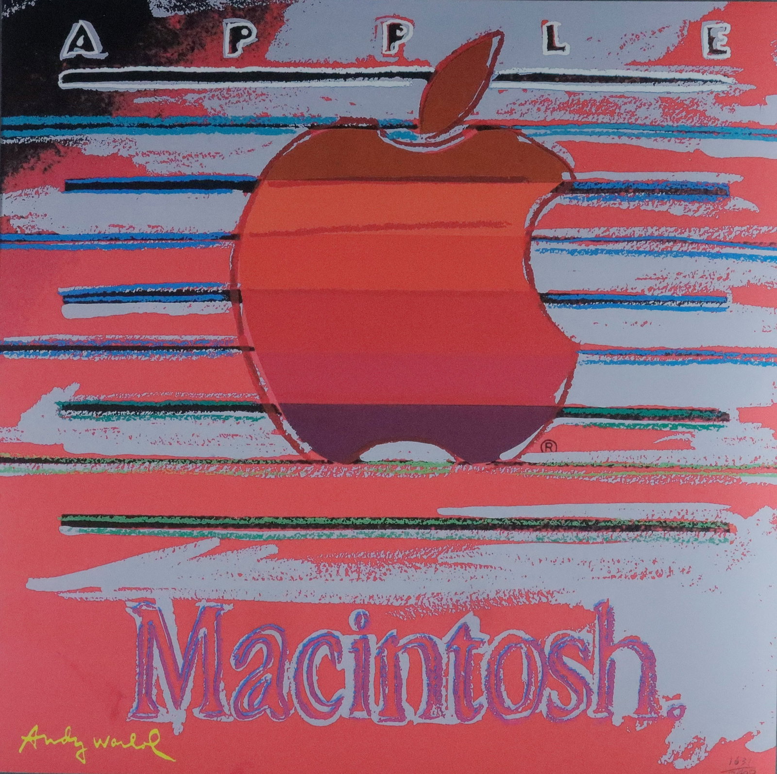 Warhol, Andy (1928 Pittsburgh - 1987 New York, nach) - "Apple", Granolithographie auf festem Papier,: Warhol, Andy (1928 Pittsburgh - 1987 New York, nach) - "Apple", Granolithographie auf festem Papier, unten links im Druck signiert, unten rechts mit Bleistift num. 1631/2400, herausgegeben vom Carnegi