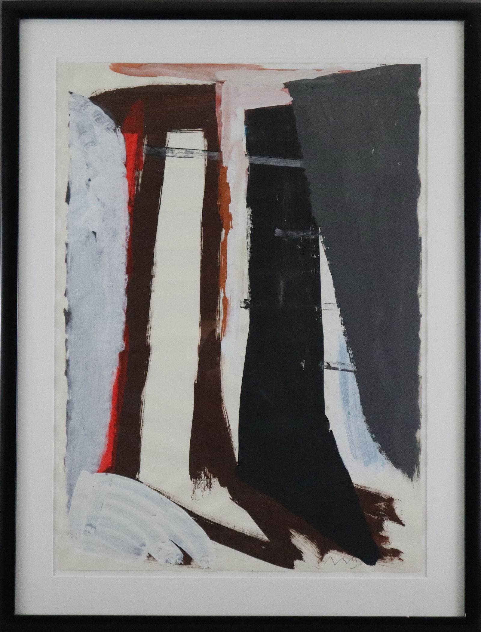 Waldenburg, Hermann (Waldenburg 1940 - lebt in Berlin) - Ohne Titel, Acrylfarbe auf Papier, 1990,: Waldenburg, Hermann (Waldenburg 1940 - lebt in Berlin) - Ohne Titel, Acrylfarbe auf Papier, 1990, monogrammiert und datiert unten rechts, im Passepartout unter Glas gerahmt, Sichtmaß: ca. 86 x 60