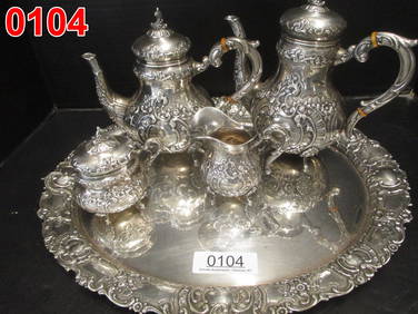 5 PC. .800 SILVER TEA SET. (1 of 1)