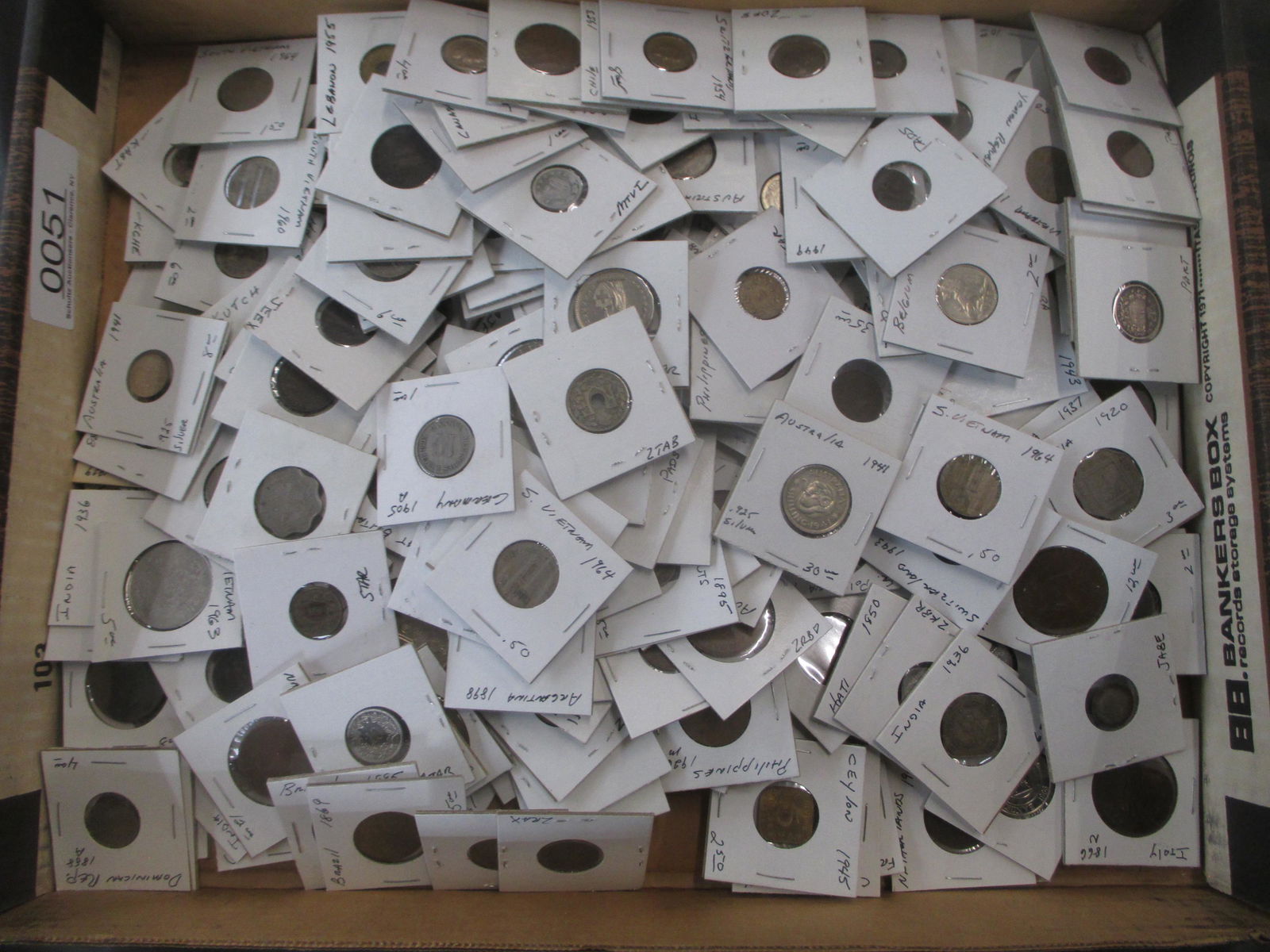 BOX LOT OF FOREIGN COINS (1 of 9)