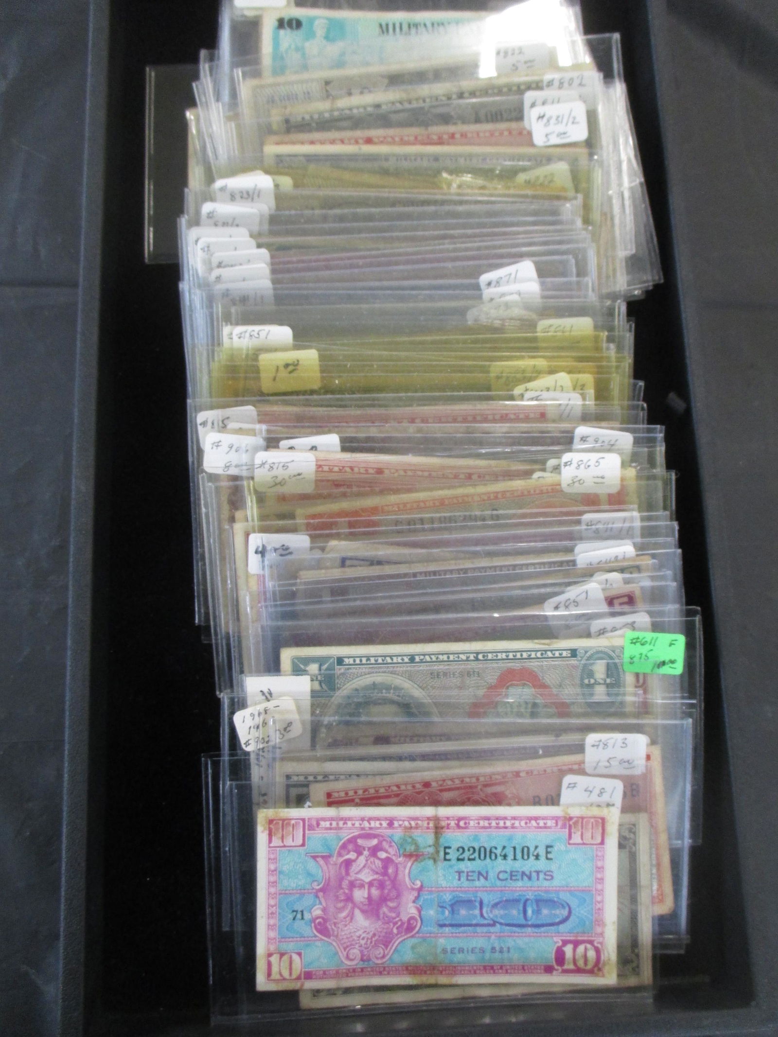 TRAY OF MILITARY PAYMENT CERTIFICATES, APPROX 90 PCS (1 of 3)