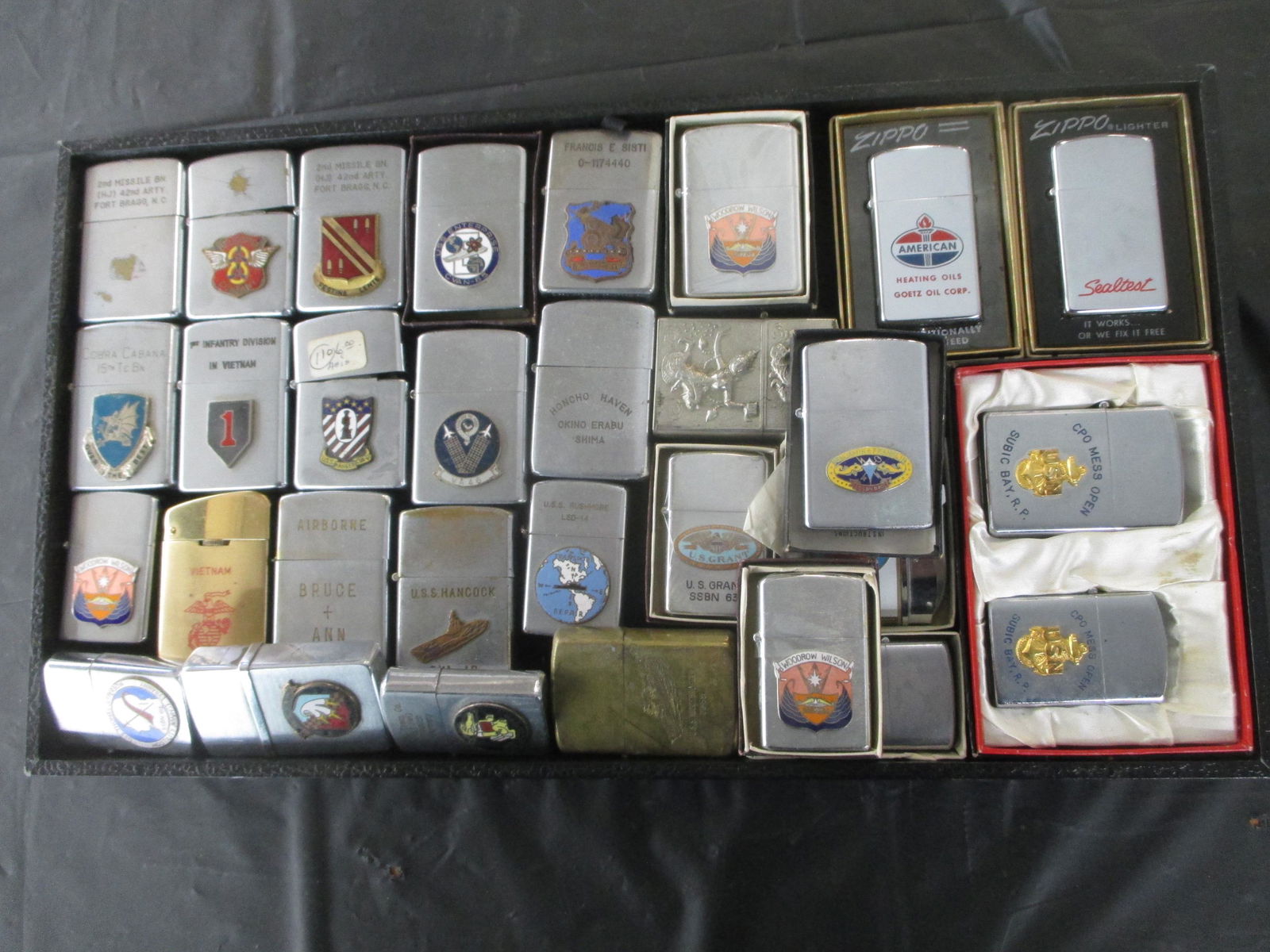 TRAY OF EARLY MOSTLY MILITARY LIGHTERS, APPROX 30 PCS (1 of 1)