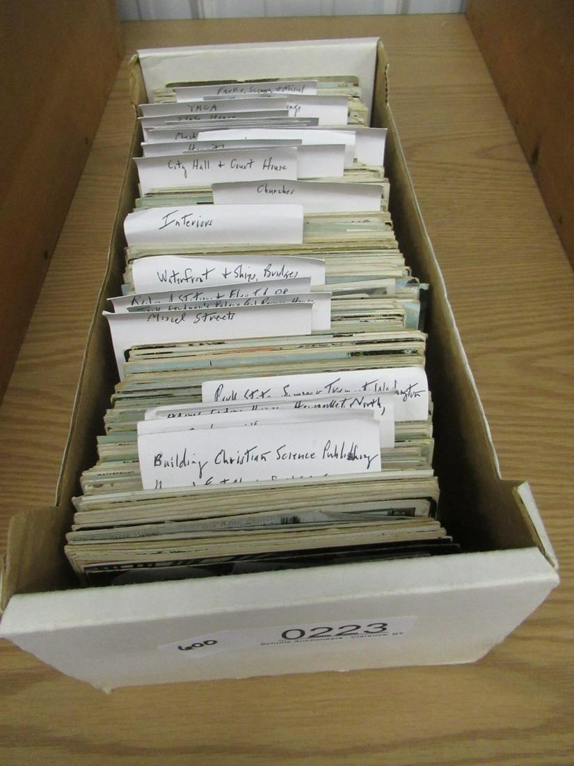 APPROX. 600 POSTCARDS FROM BOSTON MASSACHUSETTS: APPROX. 600 POSTCARDS FROM BOSTON MASSACHUSETTS WITH SCENES OF BUILDINGS, WATERFRONT, CHURCHES, ETC