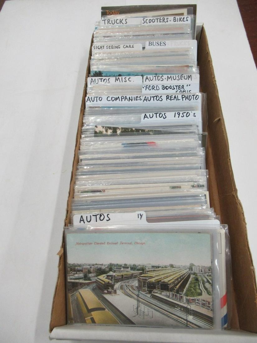 APPROX 300 POSTCARDS OF AUTOMOBILES AND BUSES: APPROX 300 POSTCARDS OF AUTOMOBILES AND BUSES