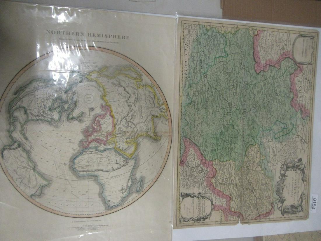 2 EARLY MAPS BY JOHN SENEX: 2 EARLY MAPS BY JOHN SENEX, 1 APPROX 19.5" X 26" AND 1 APPROX 21.5" X 27.5"