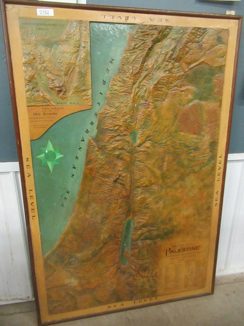 2 MAPS - 1 NEW YORK, 1 PALESTINE: 2 MAPS - 1 MAP OF NIAGARA AND ORLEANS COUNTY, NEW YORK PUBLISHED 1860 APPROX. 5FT X 5FT 4IN AND RELIEF MAP OF PALESTINE MODEL BY EDWIN E. HOWELL 1905, APPROX. 43" X 65"