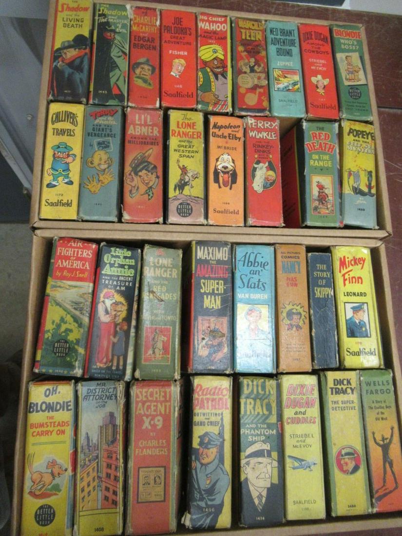 APPROX. 34 BOOKS OF COMIC STRIPS + MOVIES: APPROX. 34 BOOKS OF COMIC STRIPS AND COMIC STRIP MOVIES INCLUDING DICK TRACY, THE SHADOW, POPEYE, AND BLONDIE