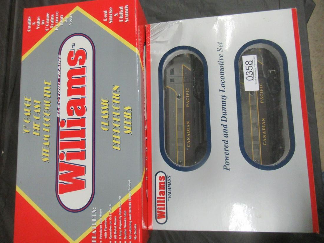 WILLIAMS CANADIAN PACIFIC POWERED, DUMMY SET: WILLIAMS CANADIAN PACIFIC POWERED AND DUMMY LOCOMOTIVE SET AND LOCOMOTIVE WITH WHISTLE AND BELL, ALL IN BOXES