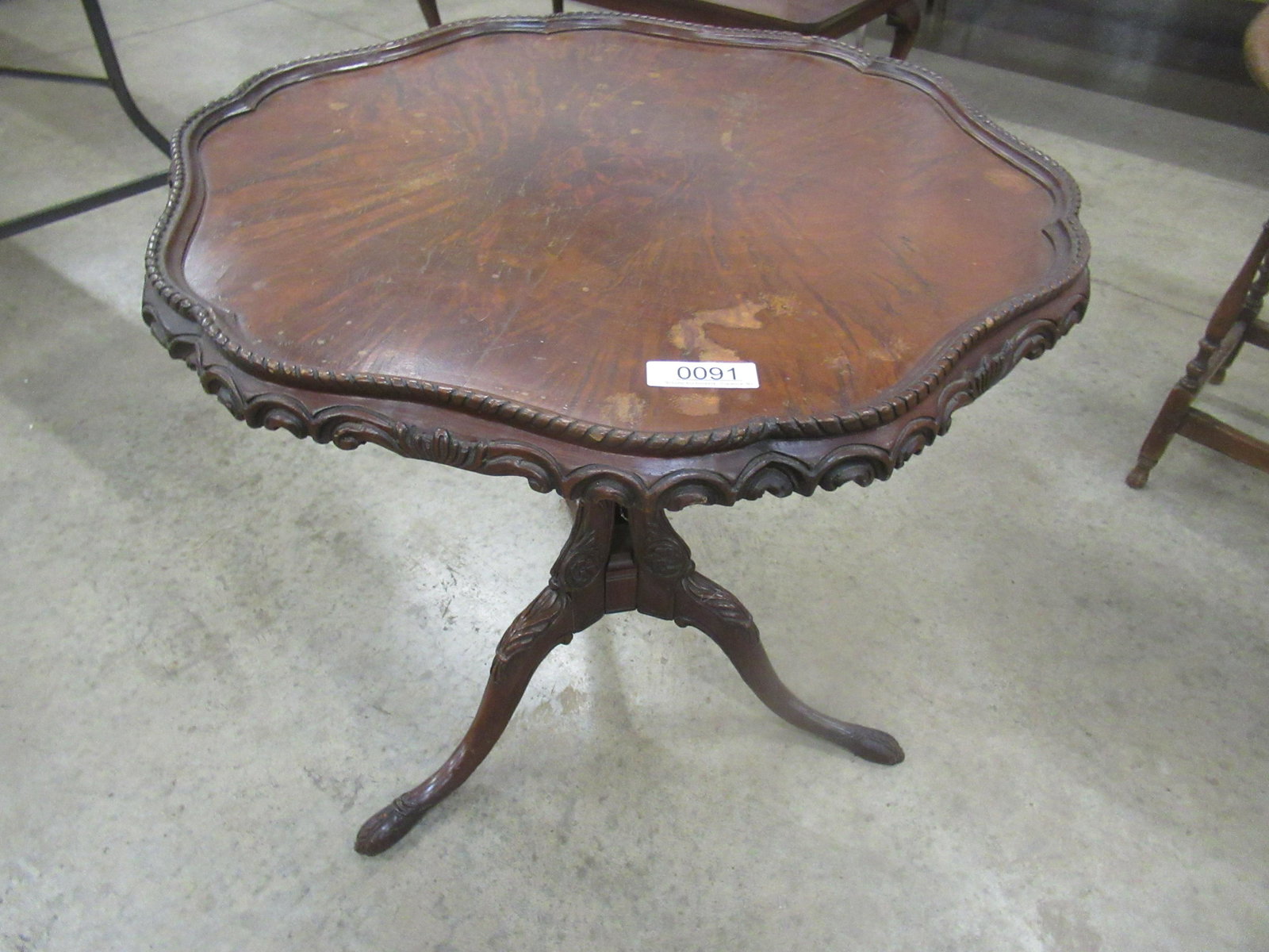 Pie Crust Walnut Table: Pie Crust Walnut Table, Approx. 28" tall x 30" diam