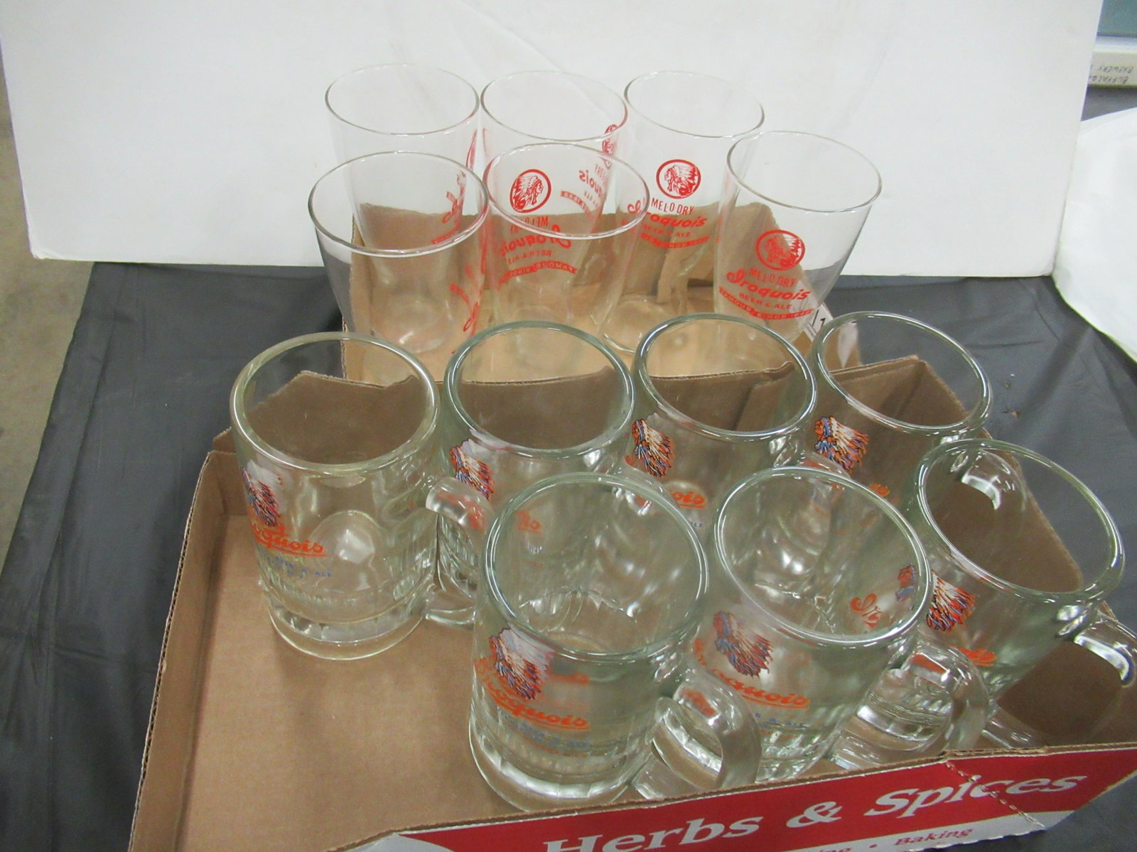 Lot of Iroquois Beer Glasses and Beer Mugs: Lot of Iroquois Beer Glasses and Beer Mugs