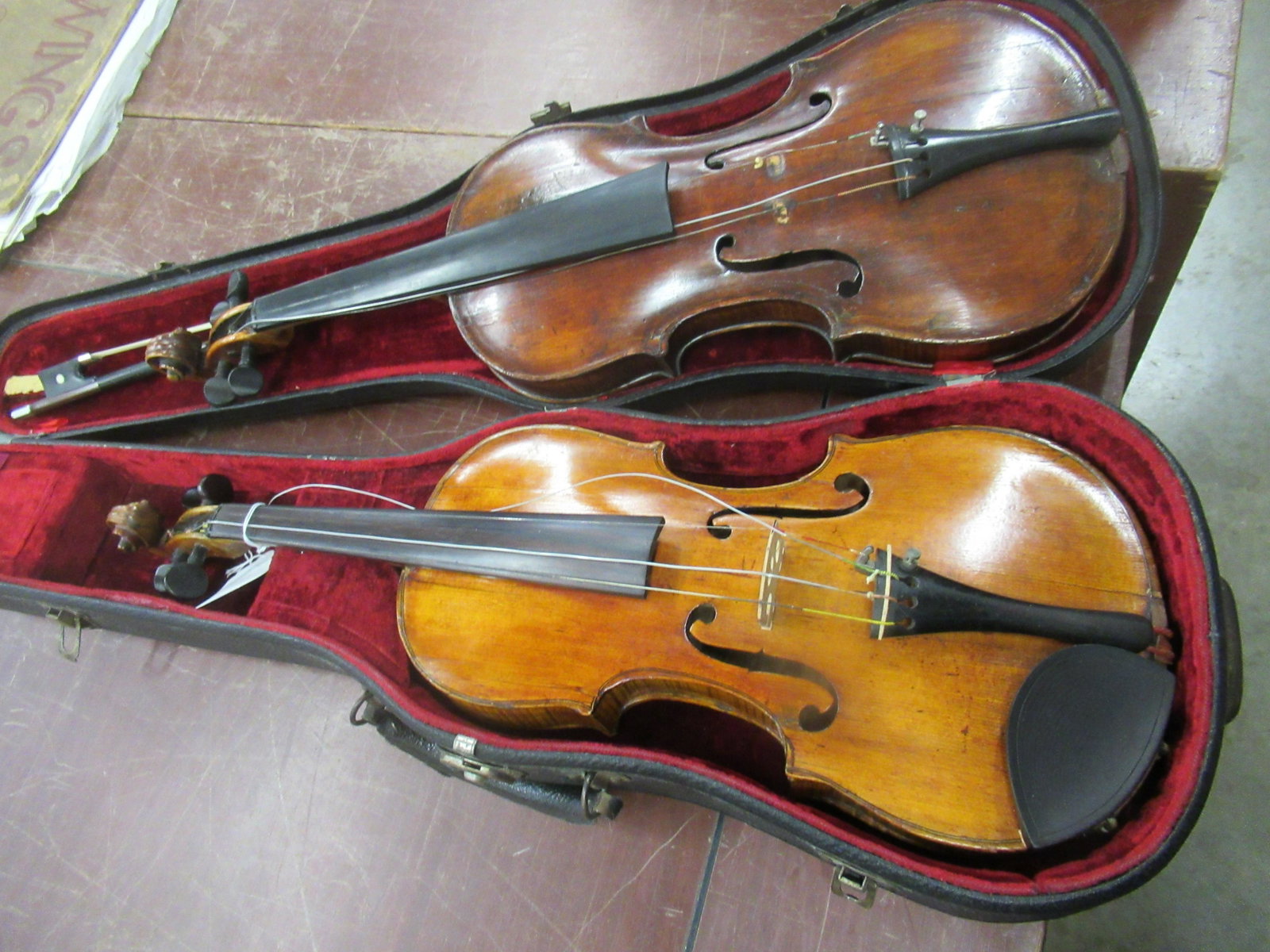 2 Old Violins, 1 Bow, 1 Case: 2 Old Violins, 1 Bow, 1 Case