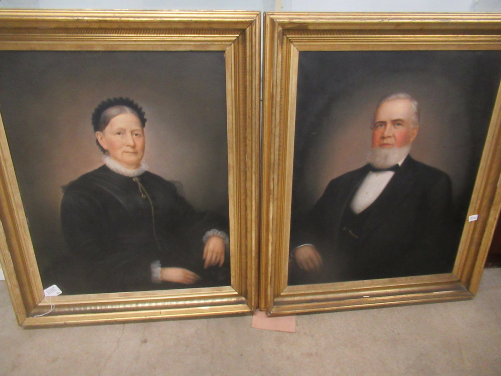 Pair Oil on Canvas Portrait Paintings, C. 1860's: Pair Oil on Canvas Portrait Paintings, C. 1860's, Gentleman/Lady, Wilson/Dickerson Family, NJ, Approx. 37.5" x 44.5"