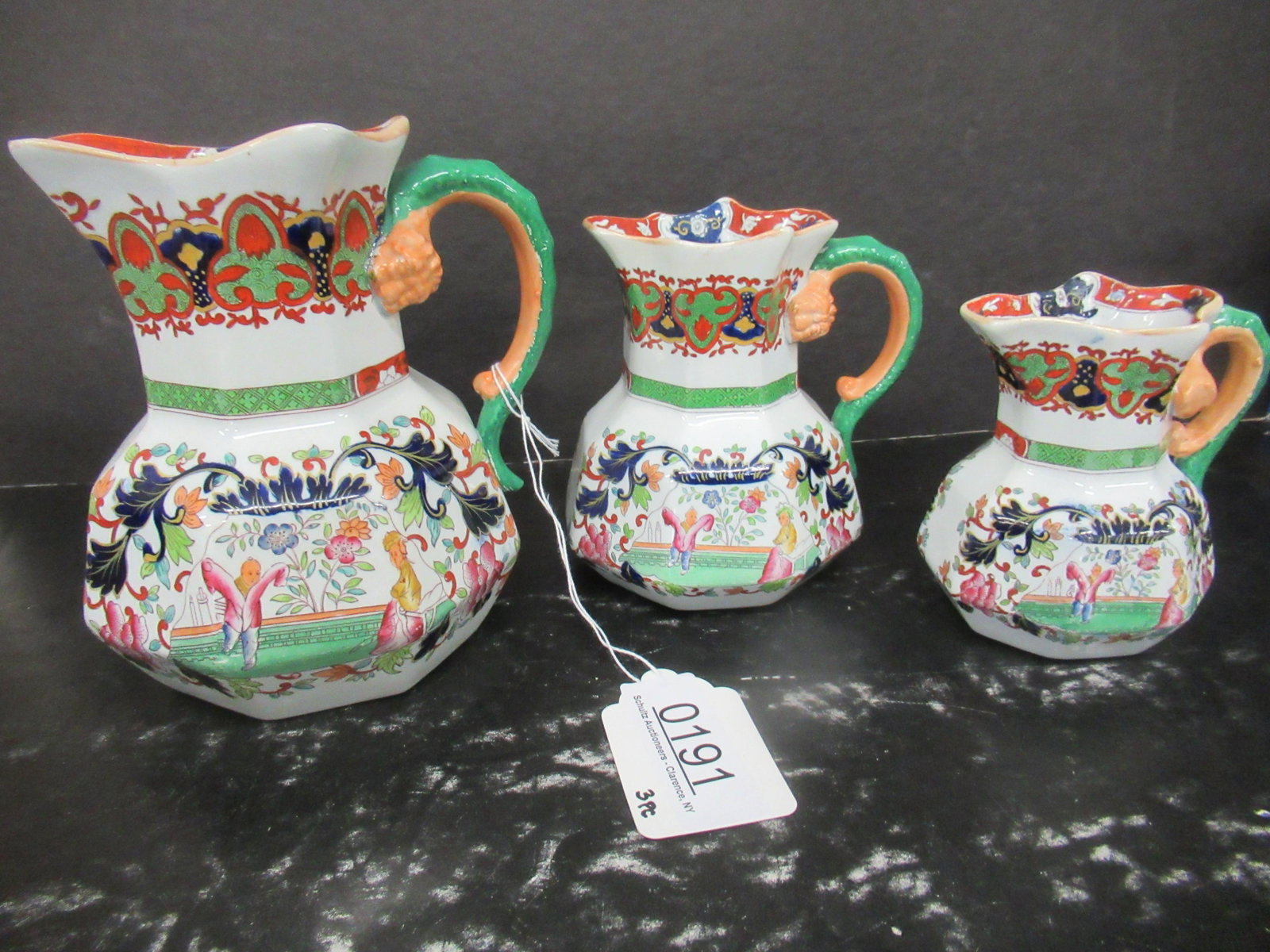 3 Early Ironstone Pitchers, Ridgeway and Morley: 3 Early ironstone pitchers, Ridgeway and Morley