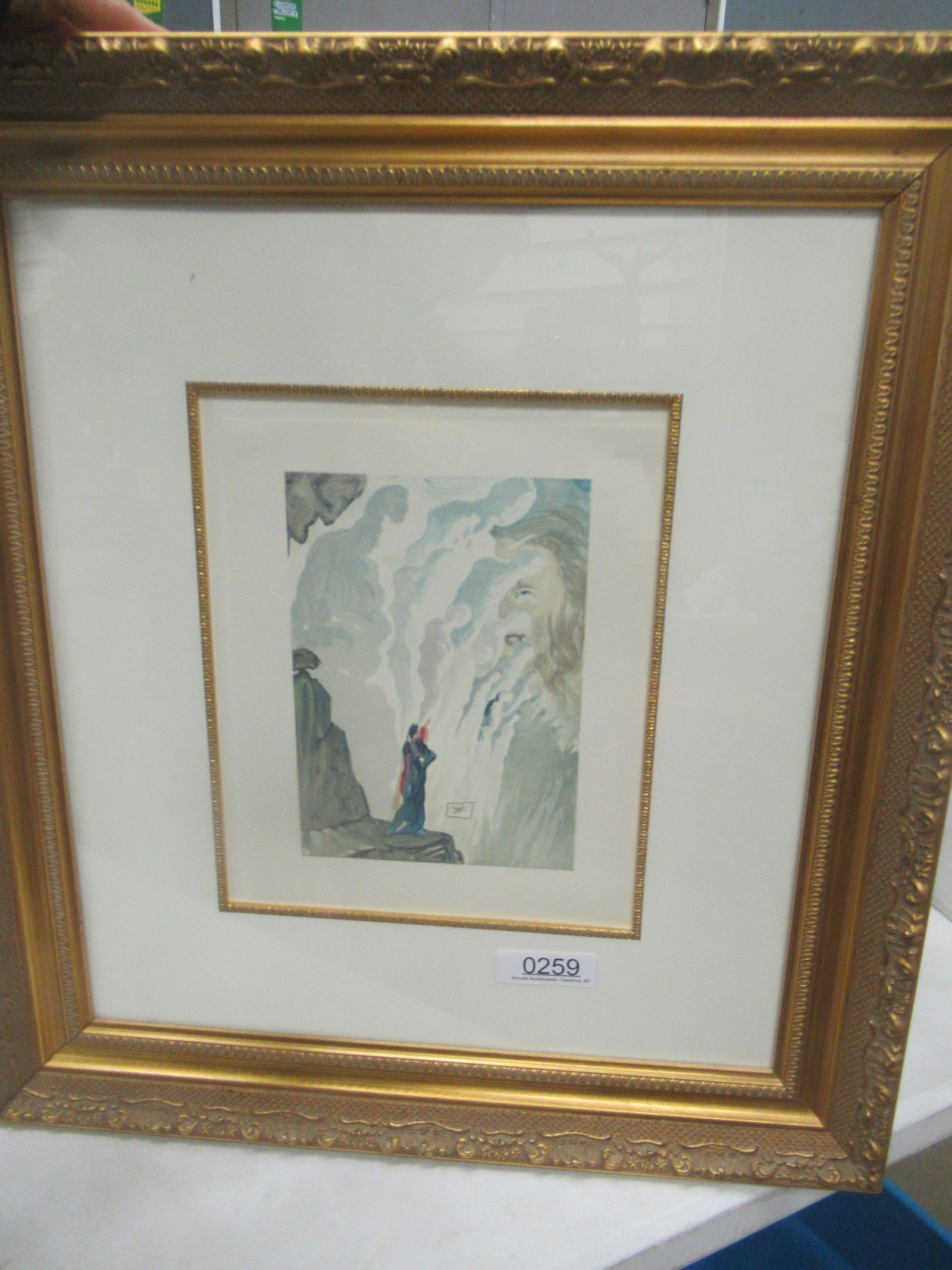 Signed Salvador Dali Wood Engraving in Color: Framed Salvador Dali Wood Engraving in color, Signed, Frame Approx. 28" x 25", Inside Approx. 12.5" x 10.5"