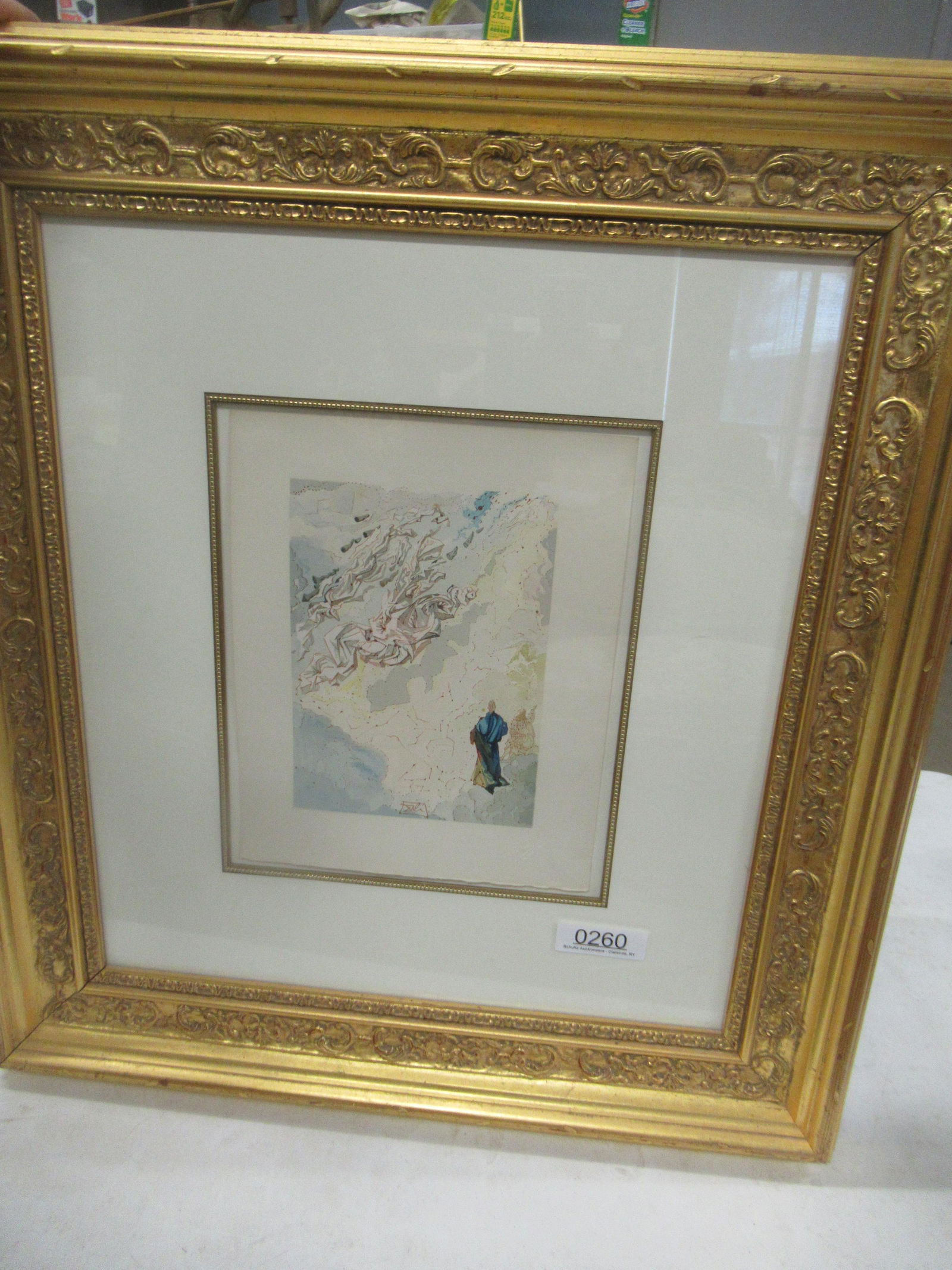 Signed Salvador Dali Wood Engraving in Color: Framed Salvador Dali Wood Engraving in color, Signed, Frame Approx. 30" x 27", Inside Approx. 12.5" x 10.5"