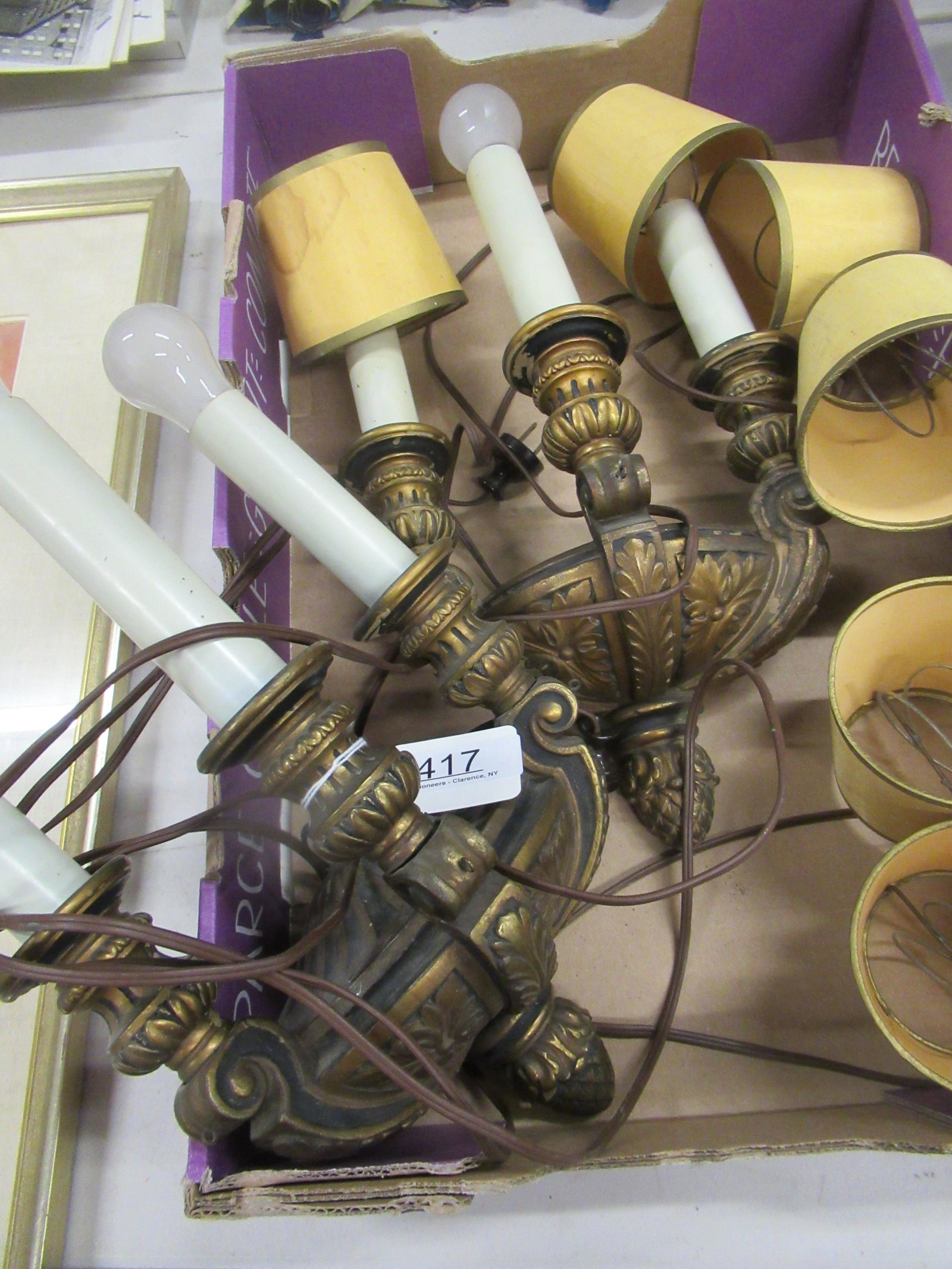 Pair of 3 Light Wall Sconces: Pair of 3 Light Wall Sconces