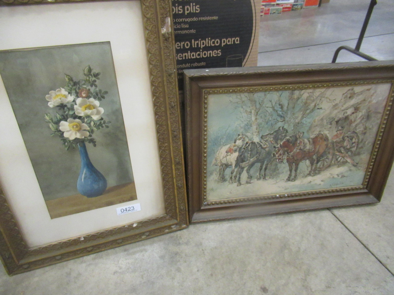 2 Signed Watercolors by Melville + Tuzo: 2 Signed Watercolors, Man with Work Horses, Harden Sidney Melville Approx. 19" x 27", Still Life Flowers in Vase "Christmas Rose", J. Tuzo Approx 20" x 28.5"
