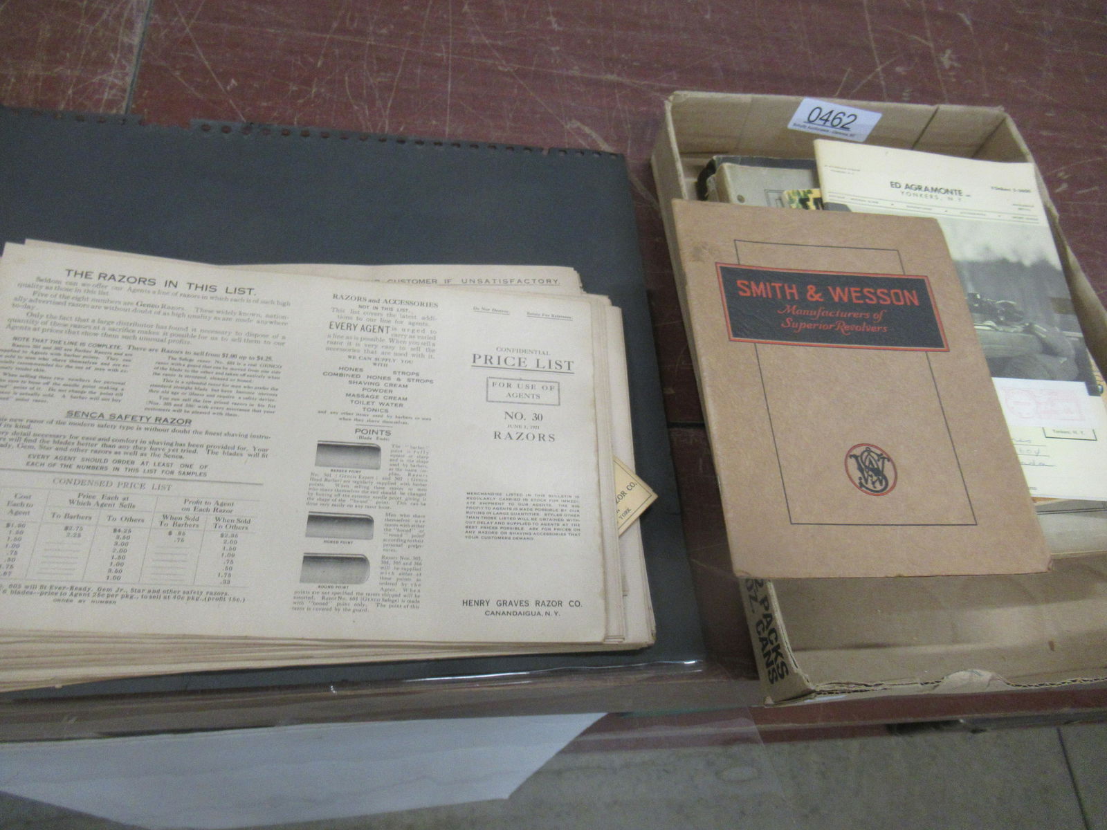 Lot of Gun Catalogs, Including Smith + Wesson Etc: Lot of Gun Catalogs, Including Smith + Wesson, Winchester Product Book, Straight Razor Ads and More