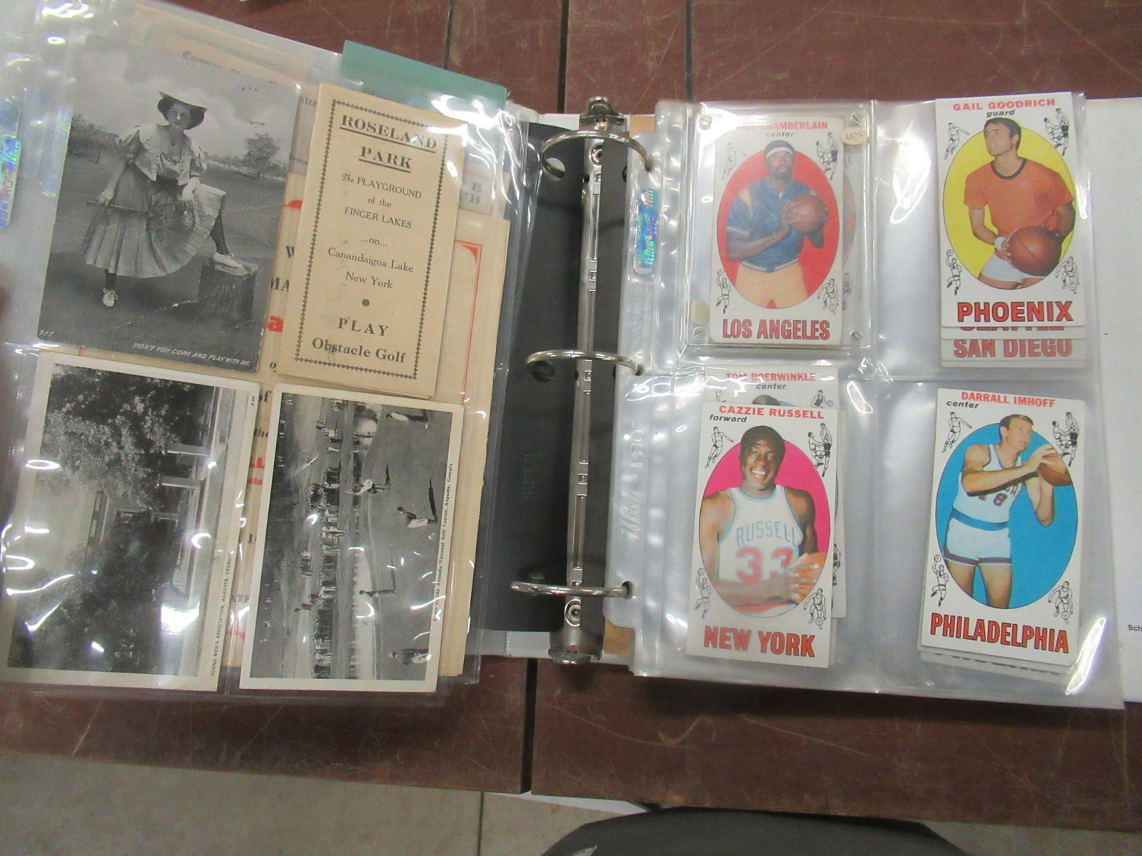 Rochester Golf Related Cards + NBA Cards: Folder of Rochester Golf Related Cards and Paper Etc and NBA Basketball Cards 68/69 Season Past