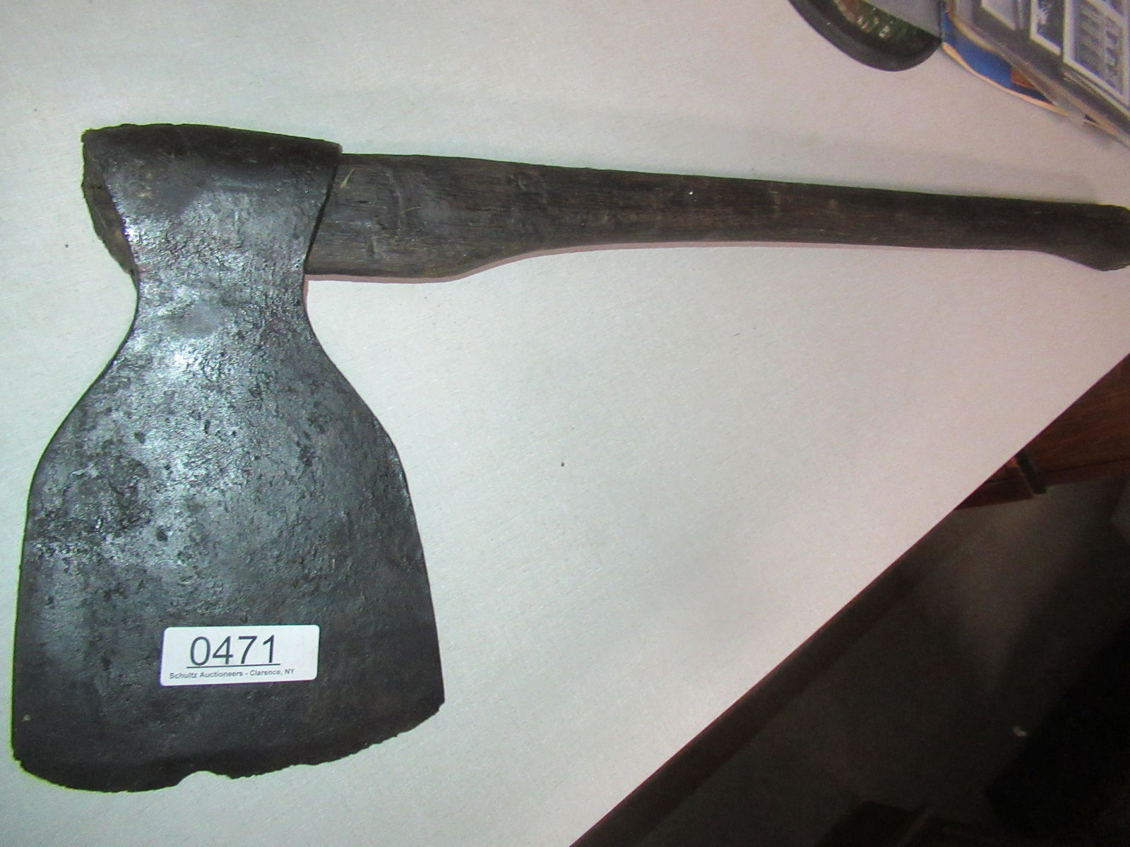 Antique Iron Broad Ax with Wood Handle: Antique Iron Broad Ax with Wood Handle