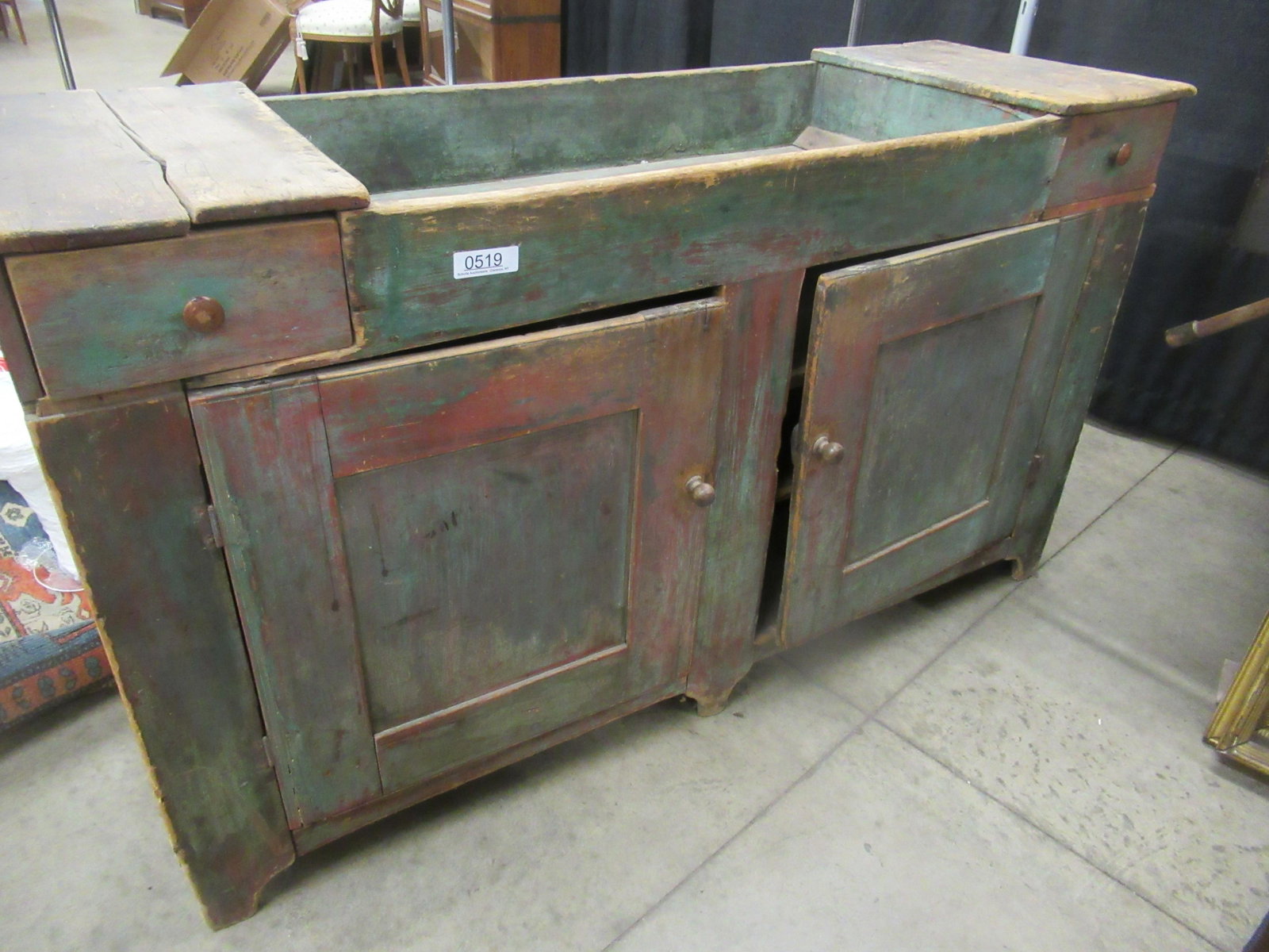 Green Painted Pine Dry Sink: Green Painted Pine Dry Sink Approx 60.5" x 20" deep x 35" tall