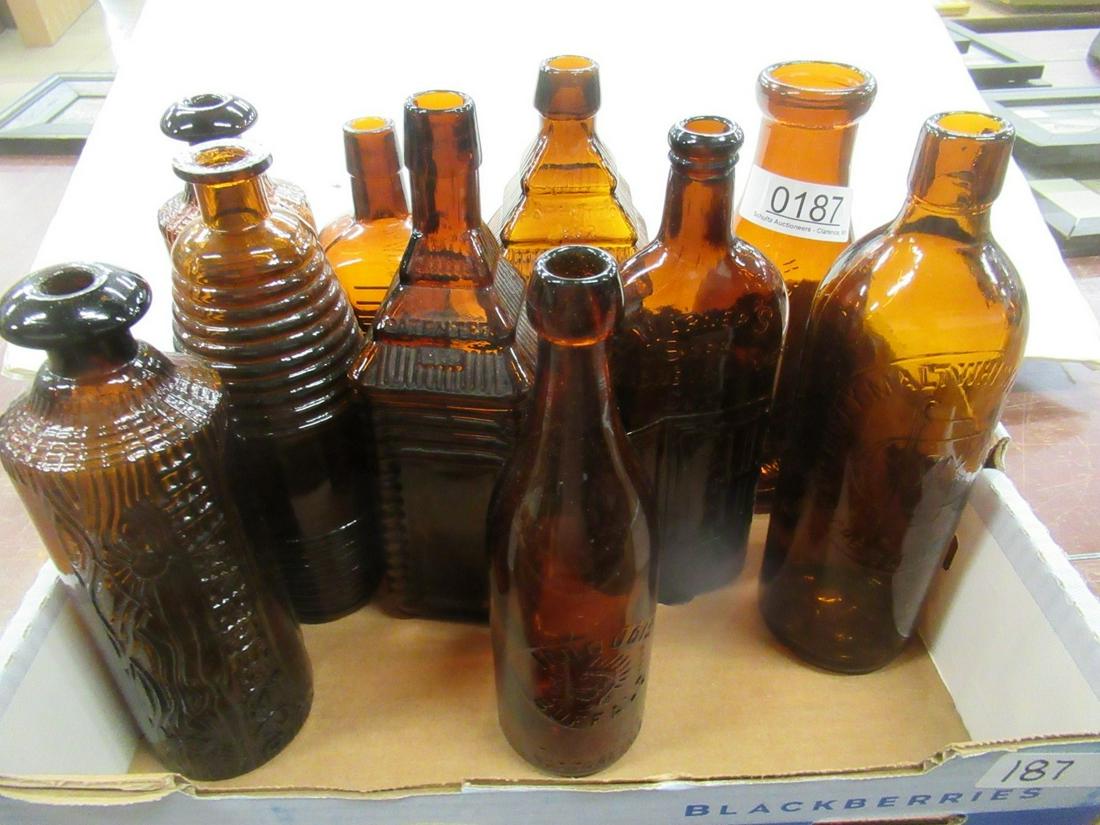 Lot of 10 Amber Bottles: Lot of 10 Amber Bottles