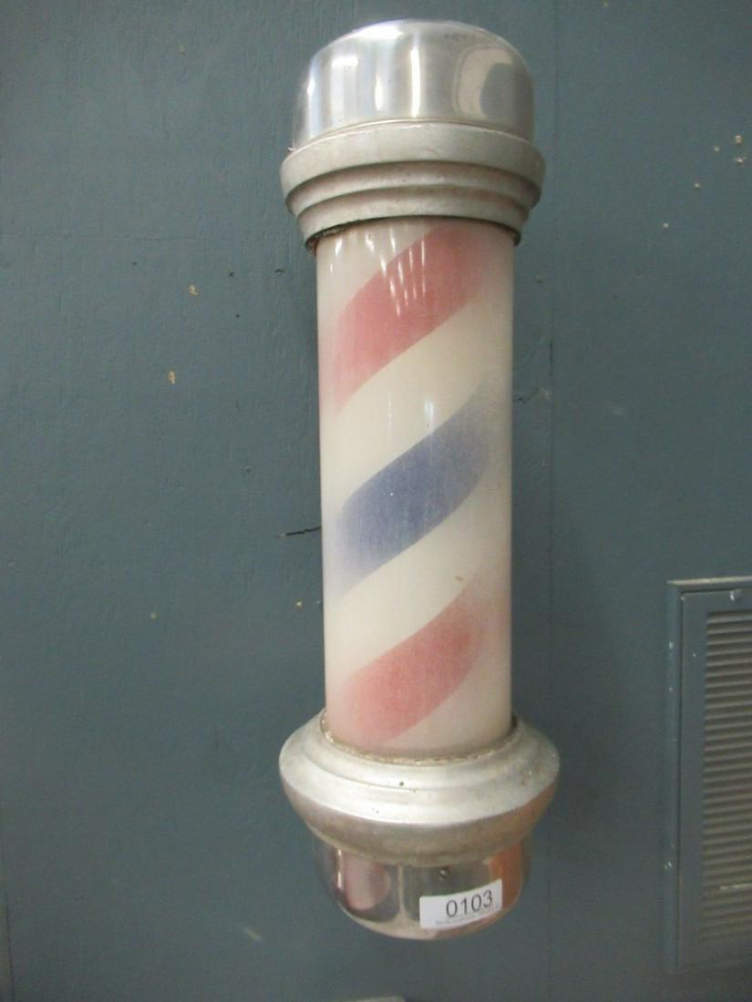 Barber Pole Marked Marvy on Bracket: Barber Pole Marked Marvy on Bracket, Approx. 27" t x 12" d
