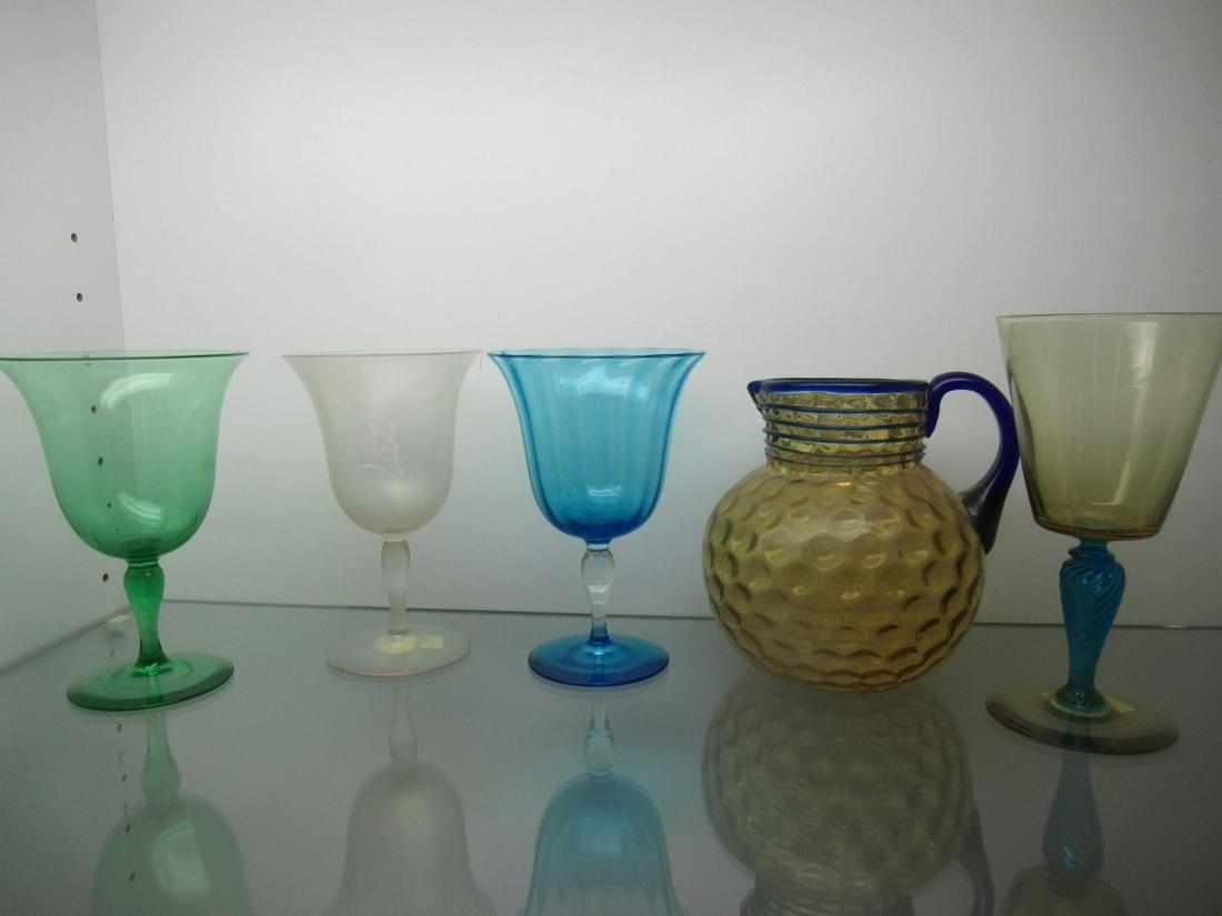 Art Glass Pitcher and 4 Glasses, Steuben: Art Glass Pitcher and 4 Glasses, Steuben