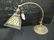 Brass Desk Lamp with Slag Glass Shade