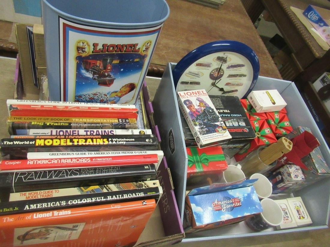 Train Books Incl. Lionel Trains & Collectibles: Lot of Train Books incl Lionel Trains and Group of Lionel Collectibles incl. Christmas Ornaments and Coffee Mugs