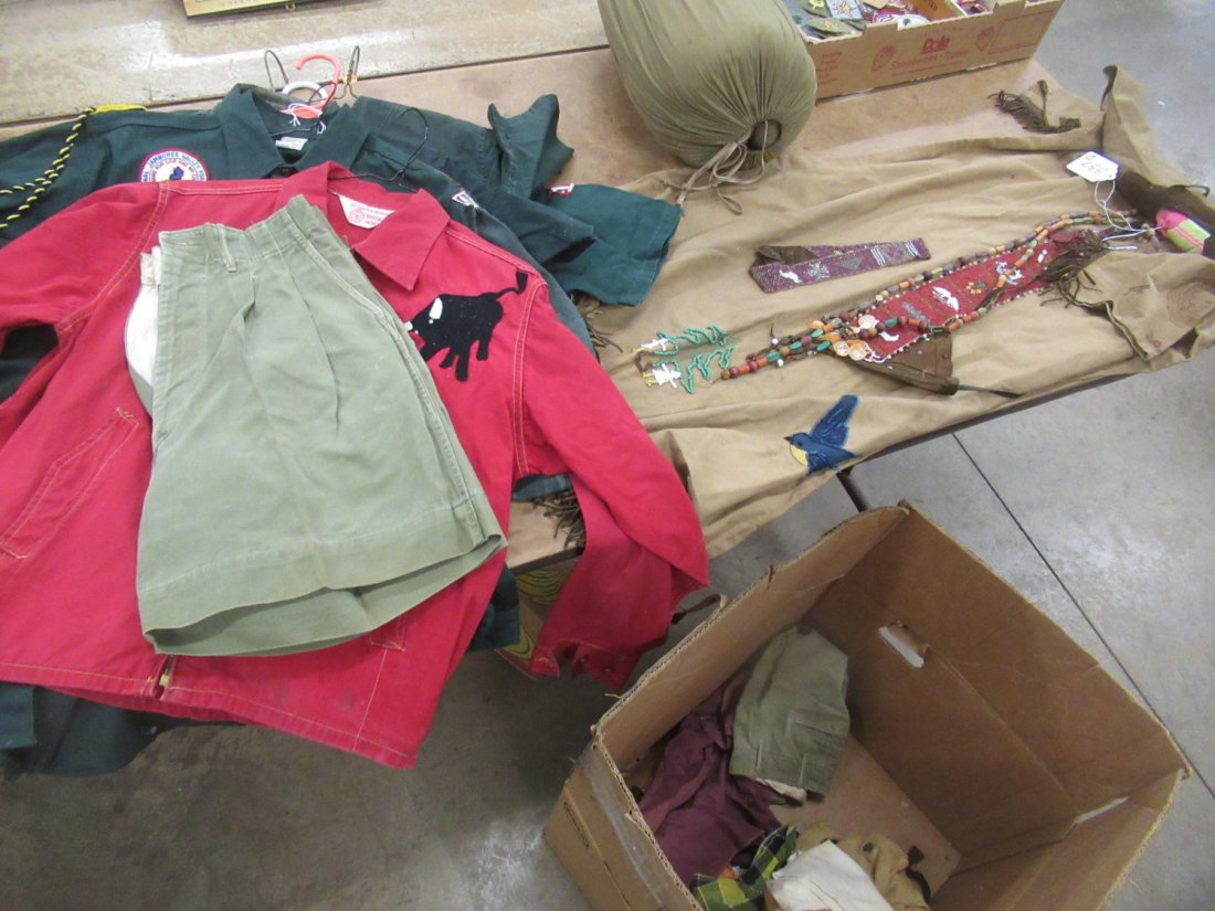 Boy Scout Jamboree Jacket, Indian Dress, Etc: Boy Scout Jamboree Jacket, 5 Uniform, Indian Dress with Beadwork, Bag, Etc