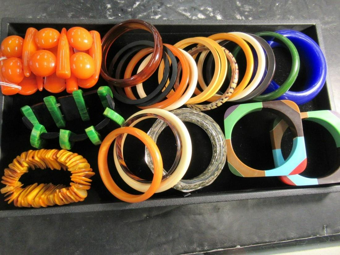 Tray of Bakelite and Other Bracelets: Tray of Bakelite and Other Bracelets