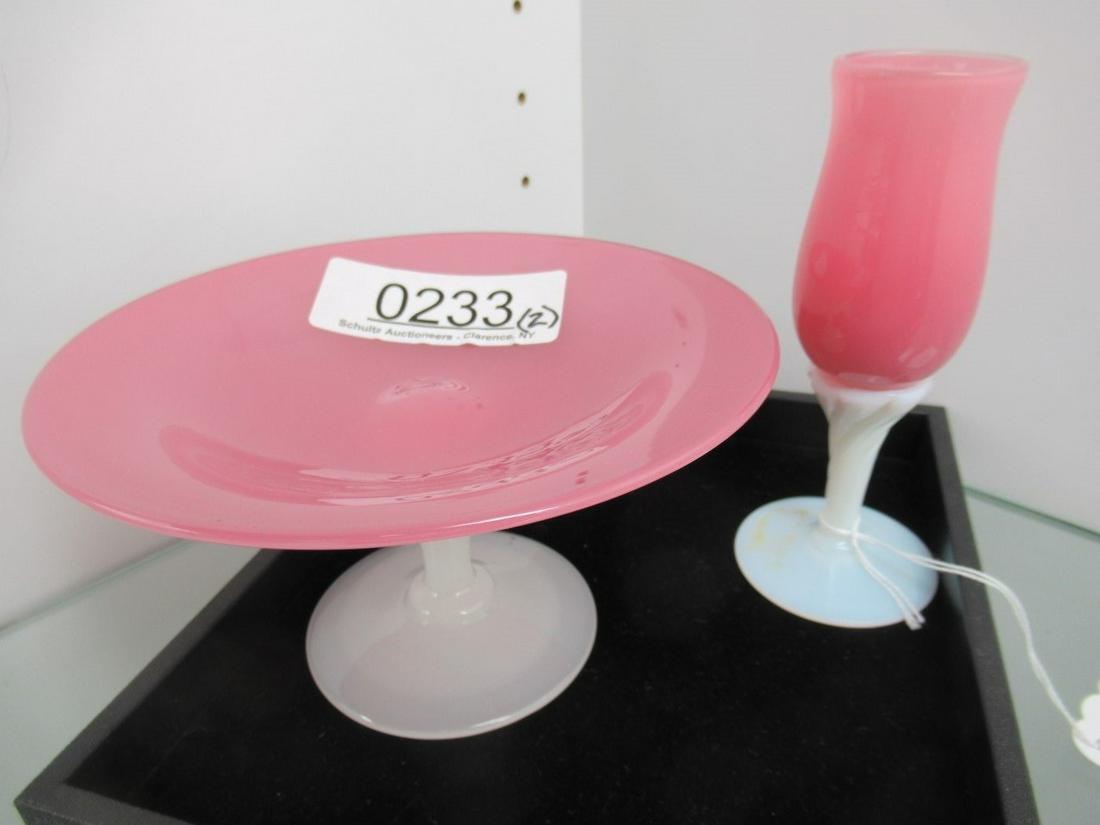 2 Pcs. Of Pink Steuben Glass: 2 Pcs. Of Pink Steuben Glass