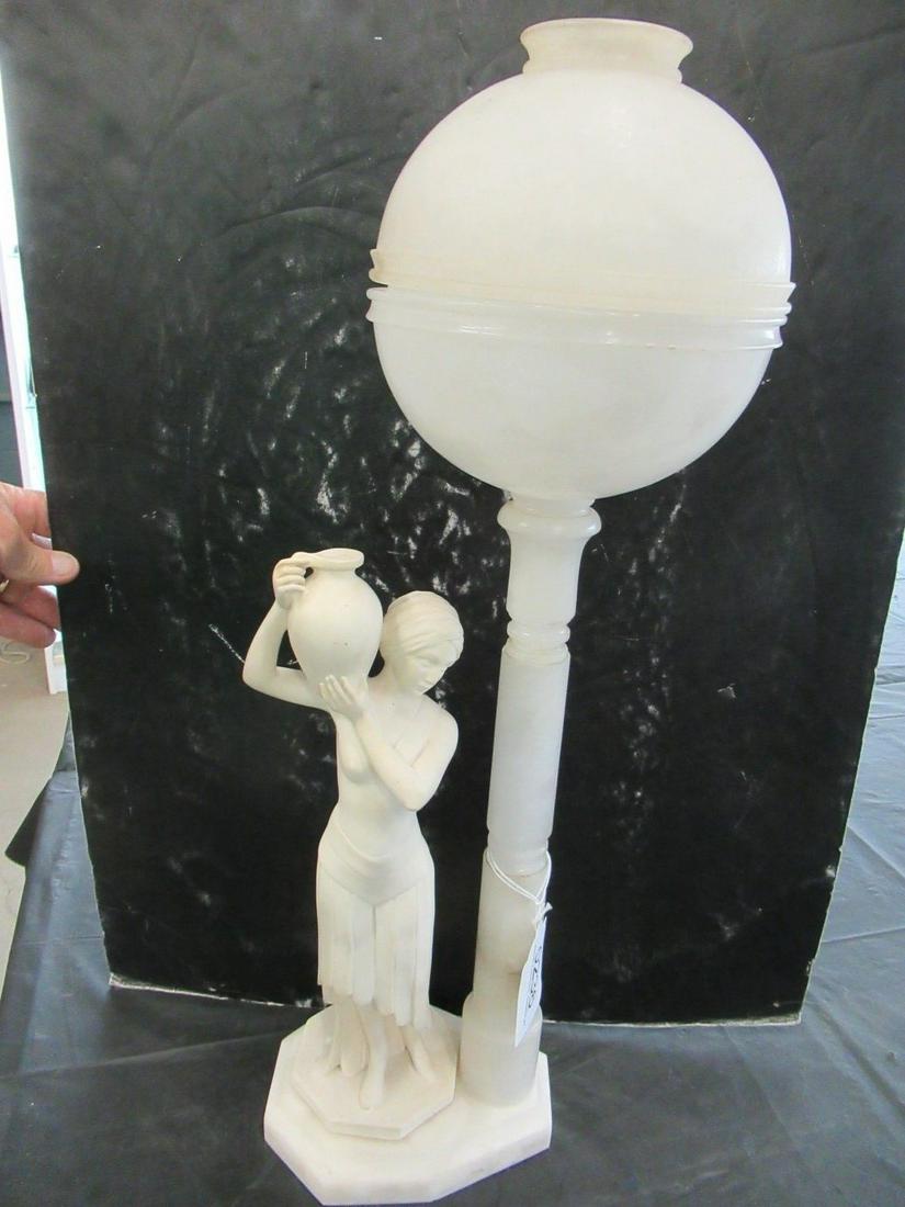 Alabaster Lamp w/ Figural Woman: Alabaster Lamp w/ Figural Woman