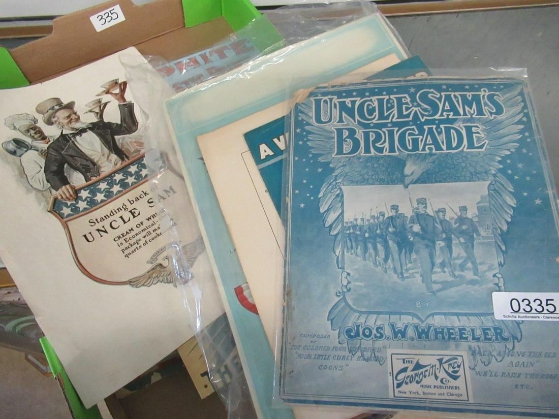 Lot of Uncle Sam Sheet Music, Advertising, Etc: Lot of Uncle Sam Sheet Music, Advertising, Magazines, Etc