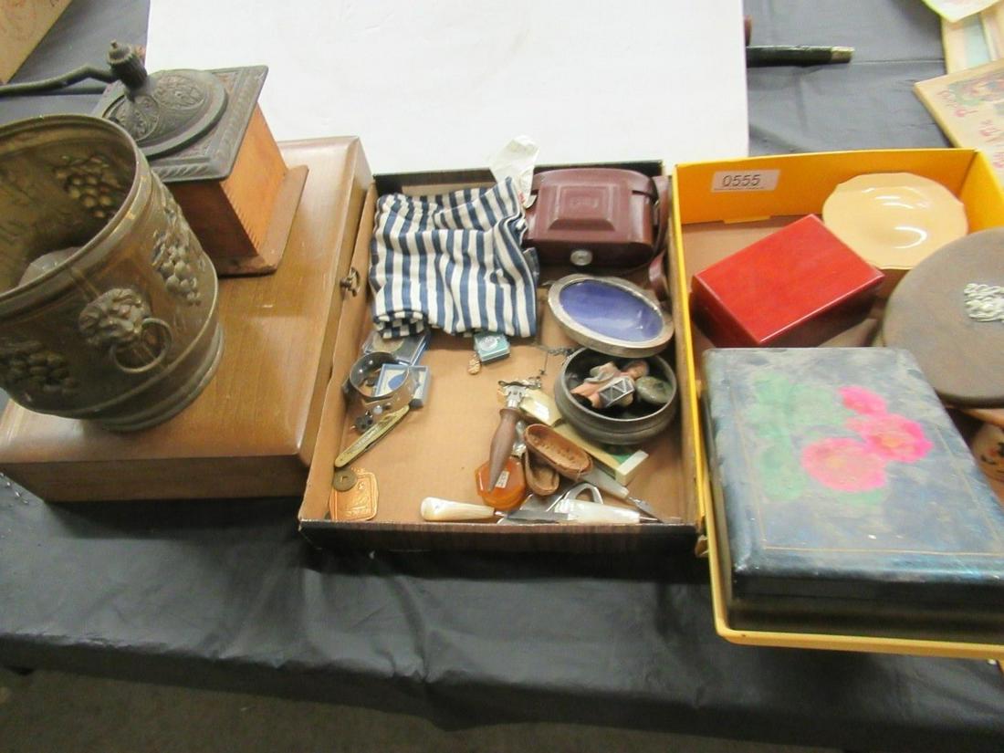 Group incl. Ladies Hand Mirrors, Misc Items: Group incl. Ladies Hand Mirrors, Coffee Grinder, Silver Chest, and Misc. Items