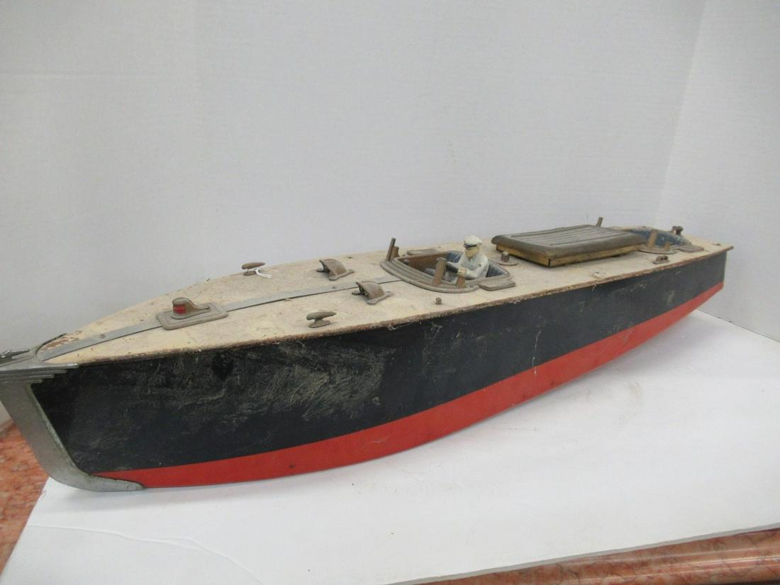 Orkin Craft Toy Motor Boat: Orkin Craft Toy Motor Boat, Wood w/ Metal , Approx 28" x 5.5" x 5"