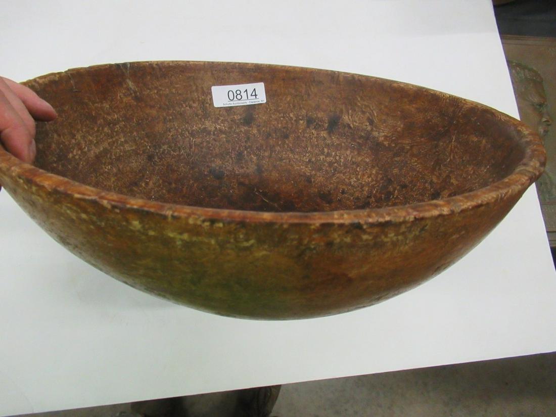 Large Burl Bowl w/ Early Staple Repairs: Large Burl Bowl w/ Early Staple Repairs, Approx. 16" diam.