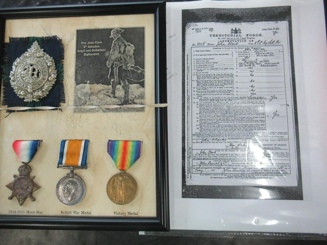 WWI British Medals Named to Private John Clark: WWI British Medals Named to Private John Clark, 9th Battalion