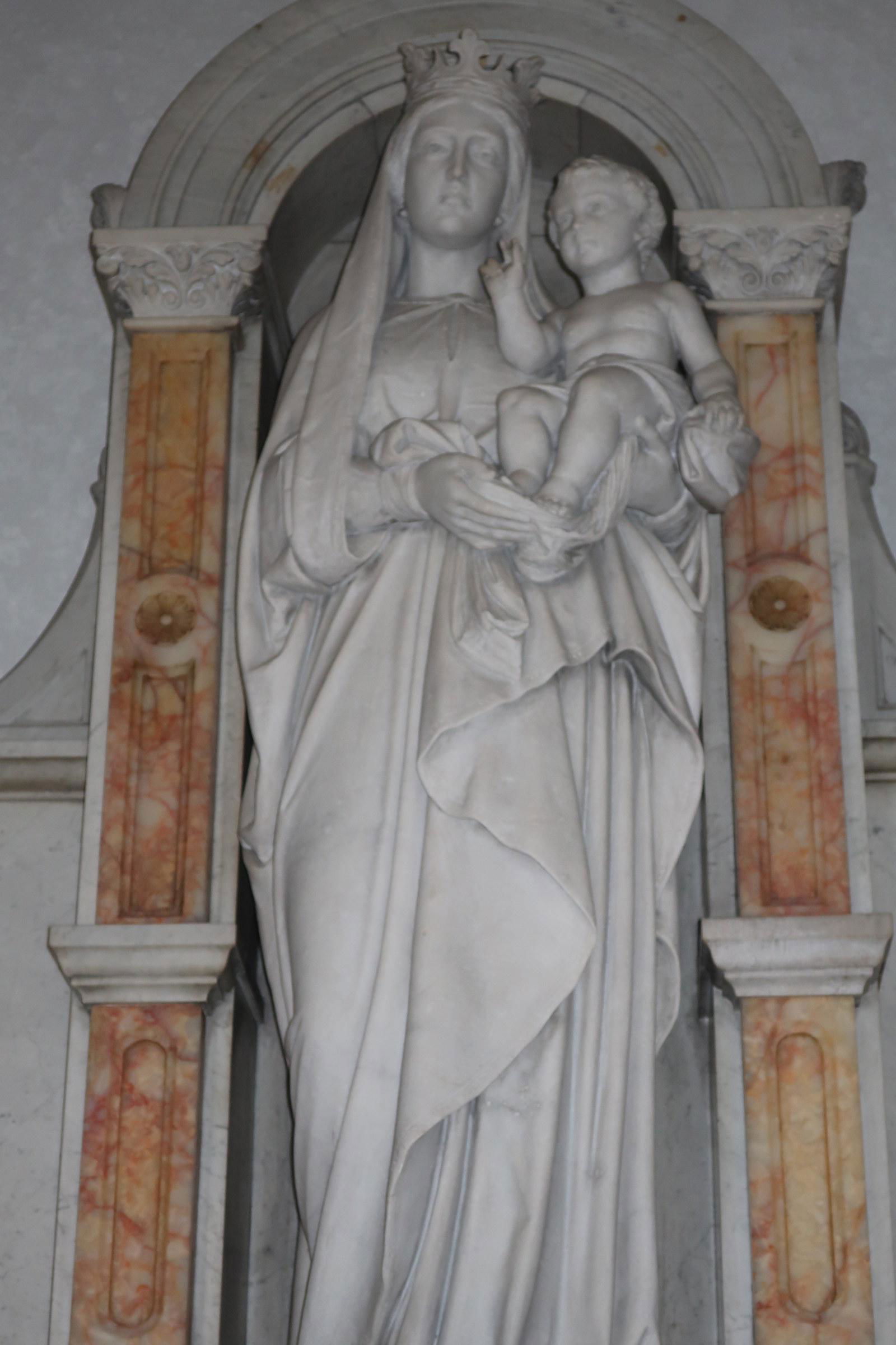 Carved Marble Statue Mary with Child (1 of 5)