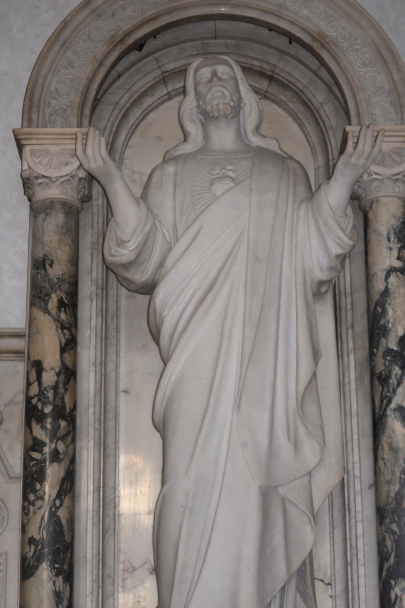Carved Marble Statue of Jesus Sacred Heart (1 of 4)