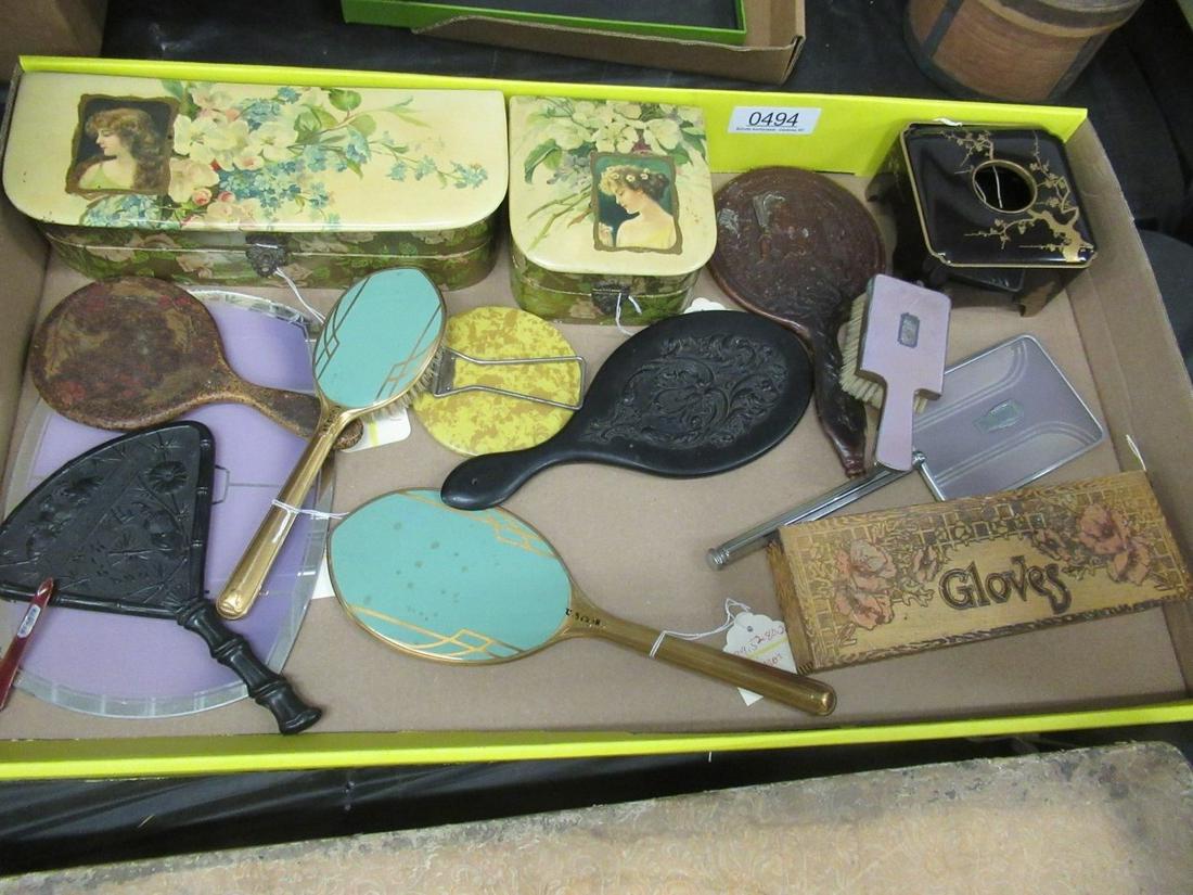 Lot of Assorted Hand Mirrors and Dresser Boxes (1 of 1)