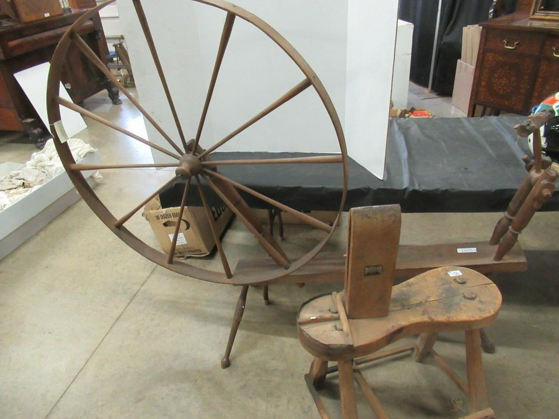 Wool Spinning Wheel and Harness Makers Bench (1 of 1)