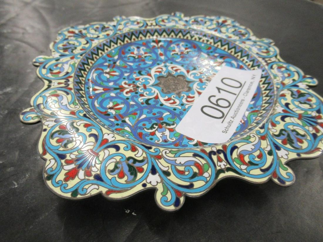 Footed Dish Enamel Over Silver (1 of 3)