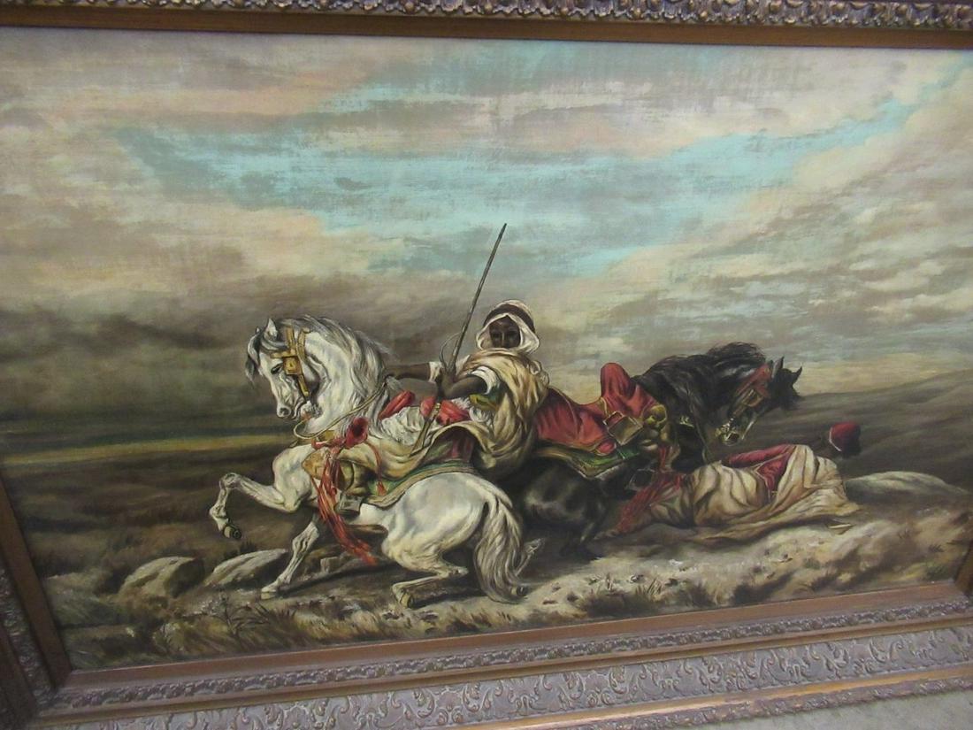 Framed Oil on Canvas Painting of 2 Arabian Men (1 of 2)