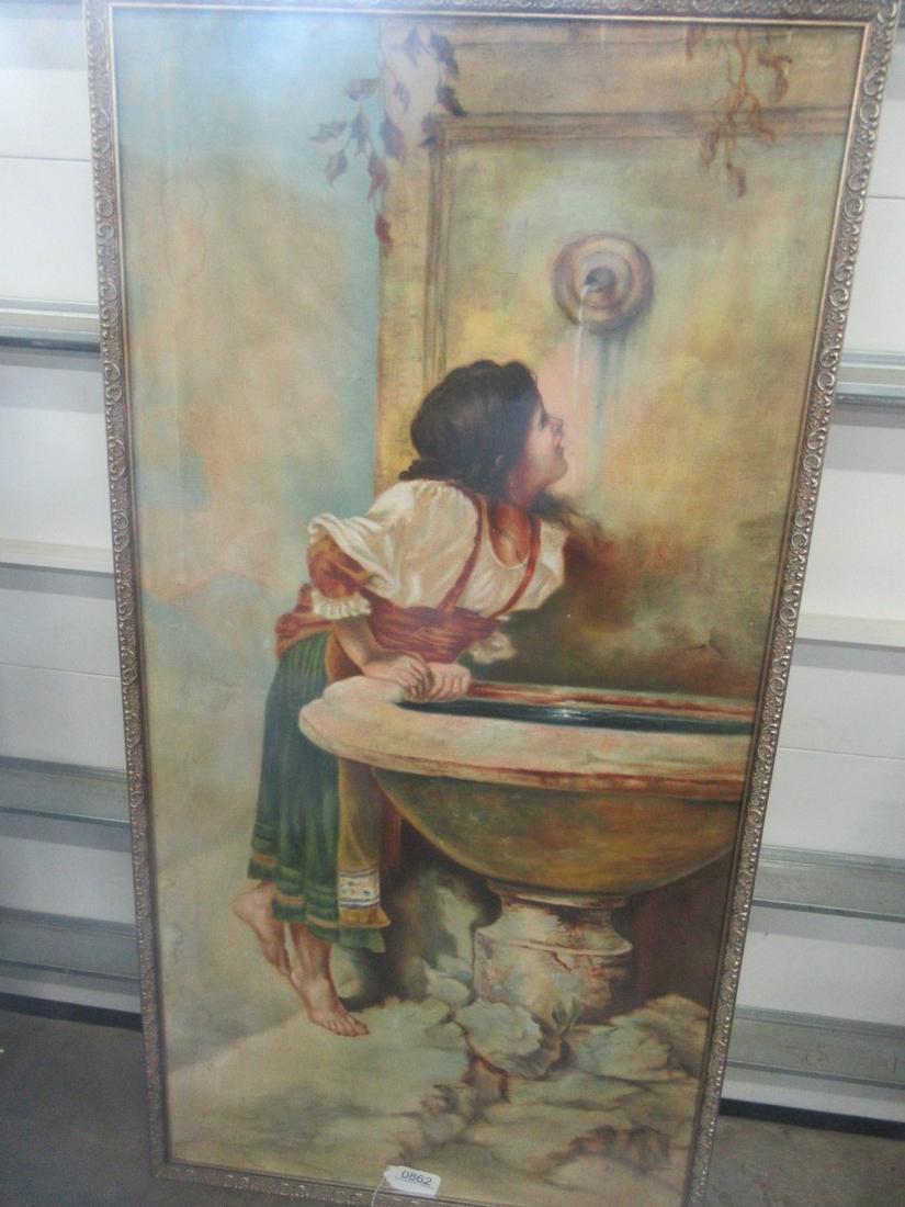 Framed Oil on Canvas Painting of Girl Signed (1 of 3)