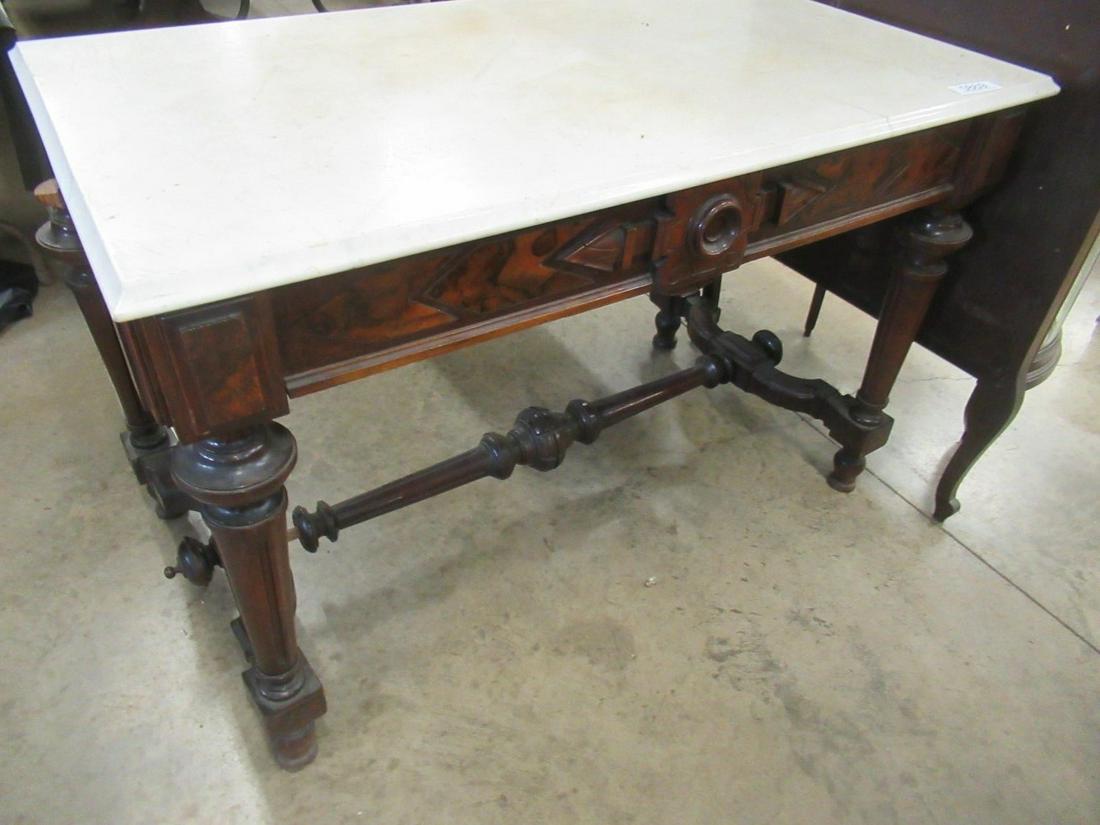 Victorian Marble Top Table w/ 1 Drawer (1 of 2)