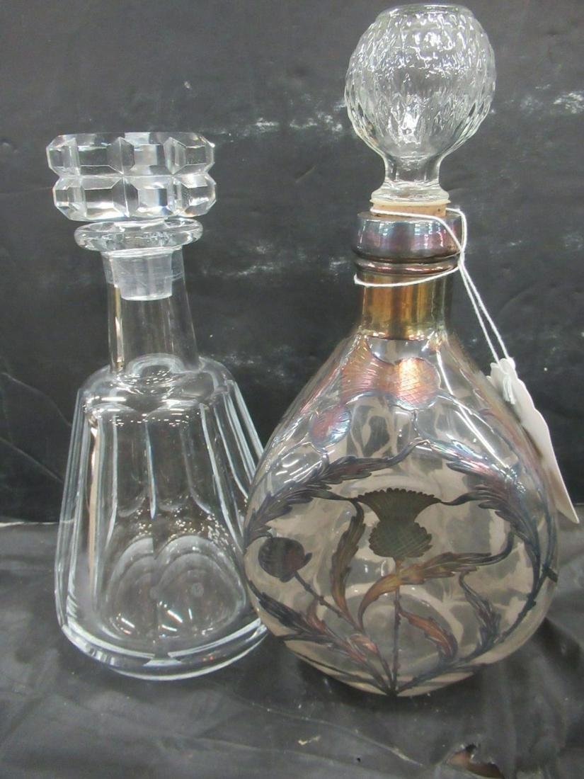 2 Glass Decanters, Silver Overlay on Glass (1 of 2)